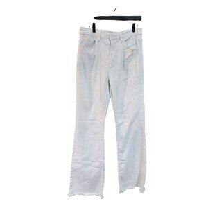 KanCan Signature Womens White Distressed High-Rise Flare Jeans Frayed Hem Size 2